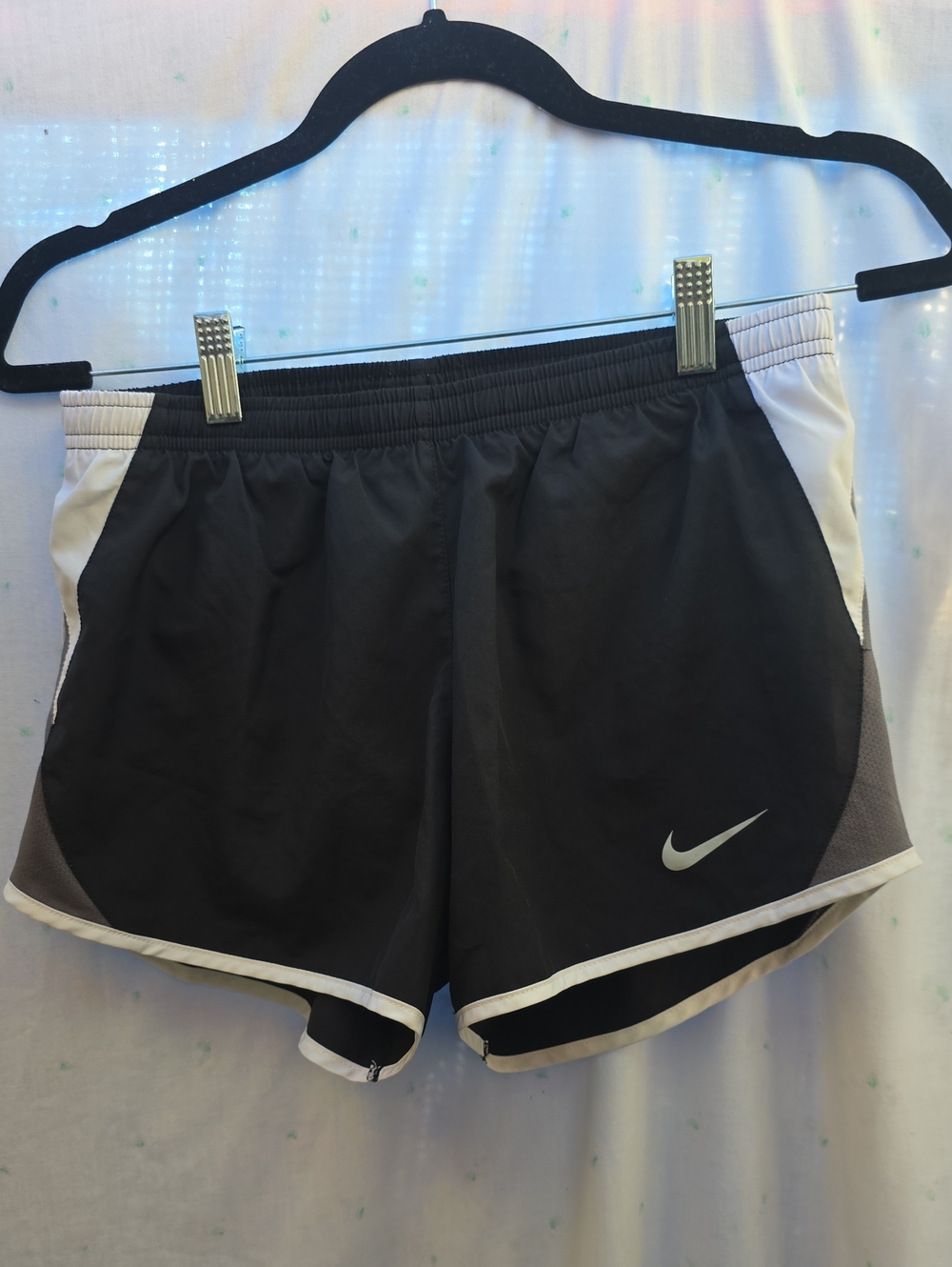 Nike Dri Fit black running shorts white trim small